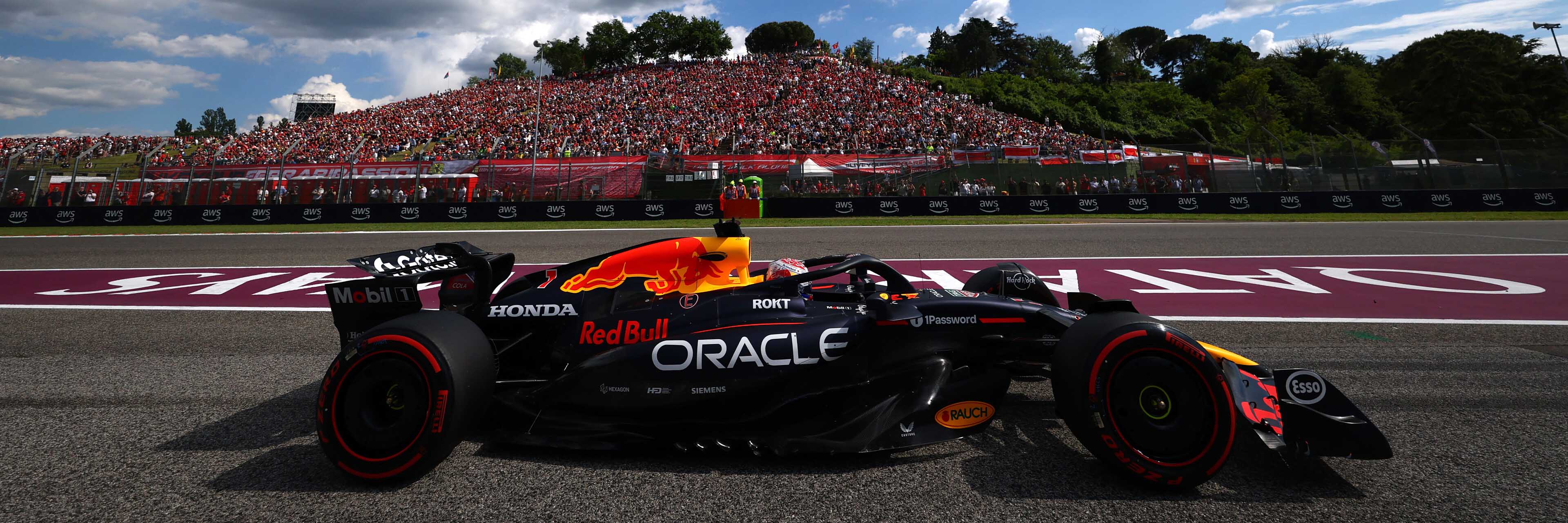 Max Verstappen exiting the pits at Imola