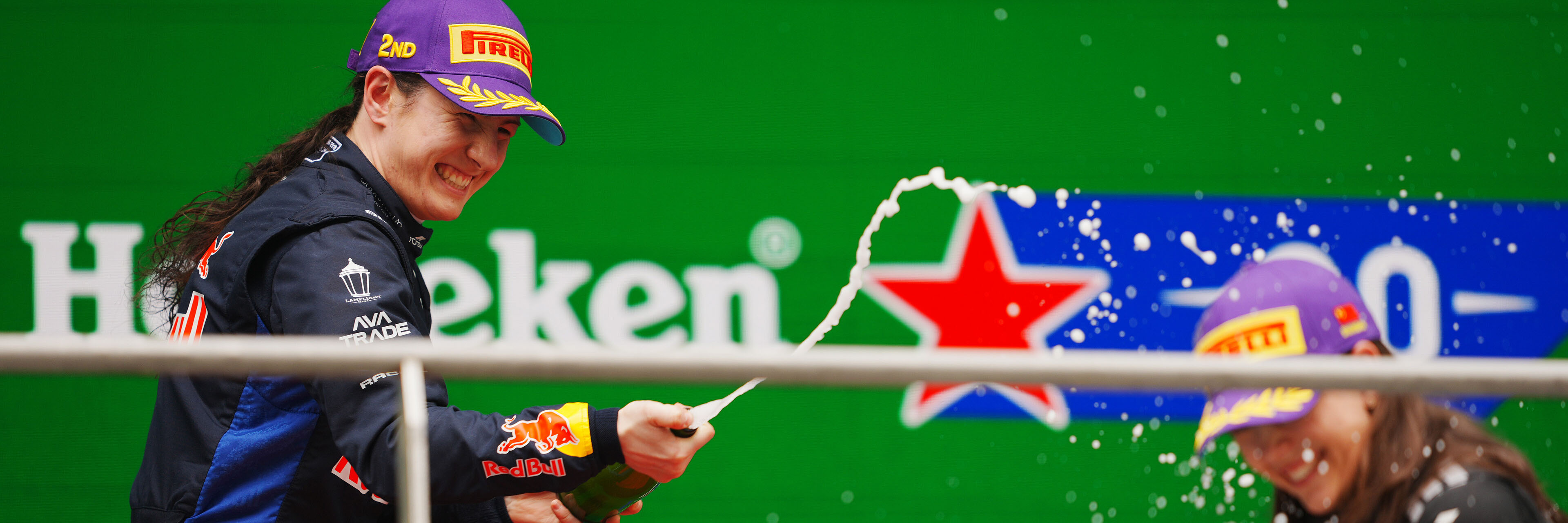 Alisha Palmowski on the F1 Academy podium in Shanghai