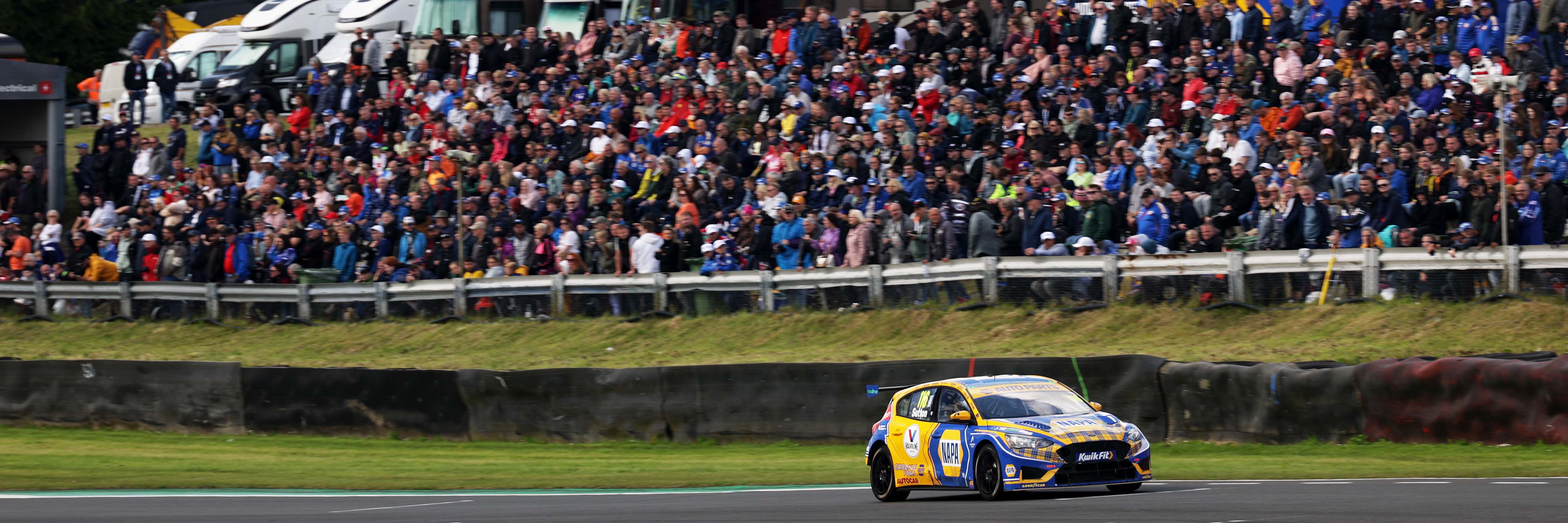 Ash Sutton on track at the BTCC race at Knockhill