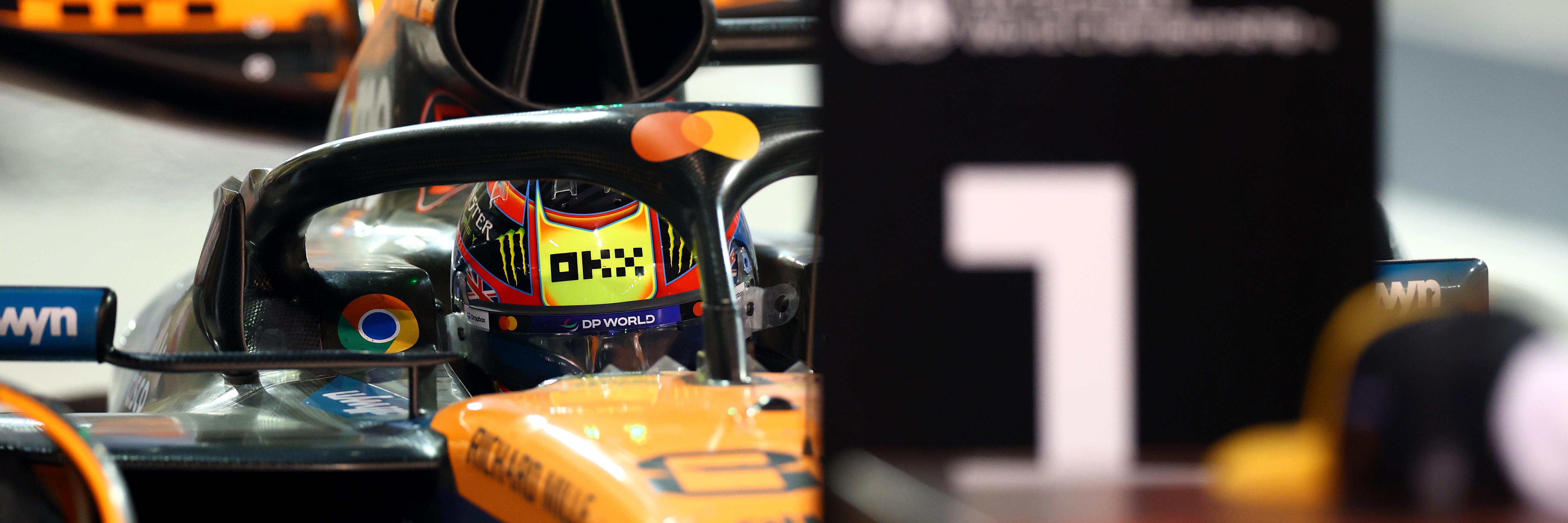Oscar Piastri finishing first in Bahrain
