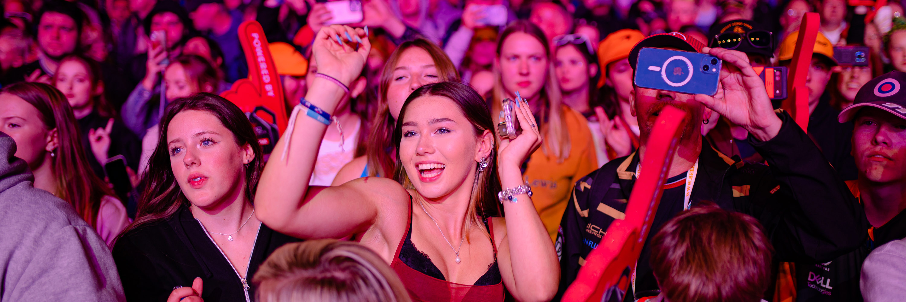 The crowd enjoying a headline act at Silverstone Festival