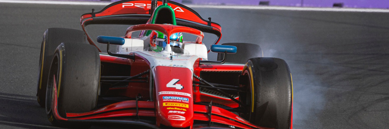Kimi Antonelli racing in the 2024 Formula 2 Championship