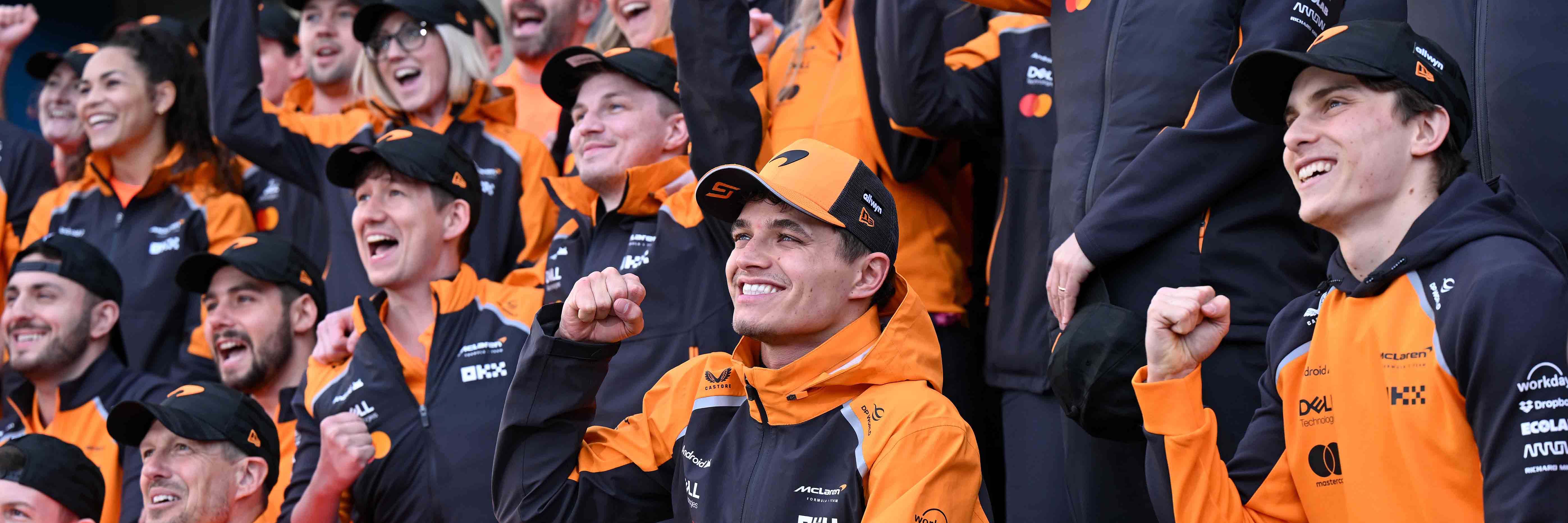 Lando Norris celebrates victory in Melbourne