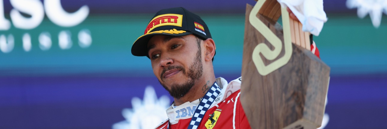 Lewis Hamilton on the Barcelona Grand Prix podium