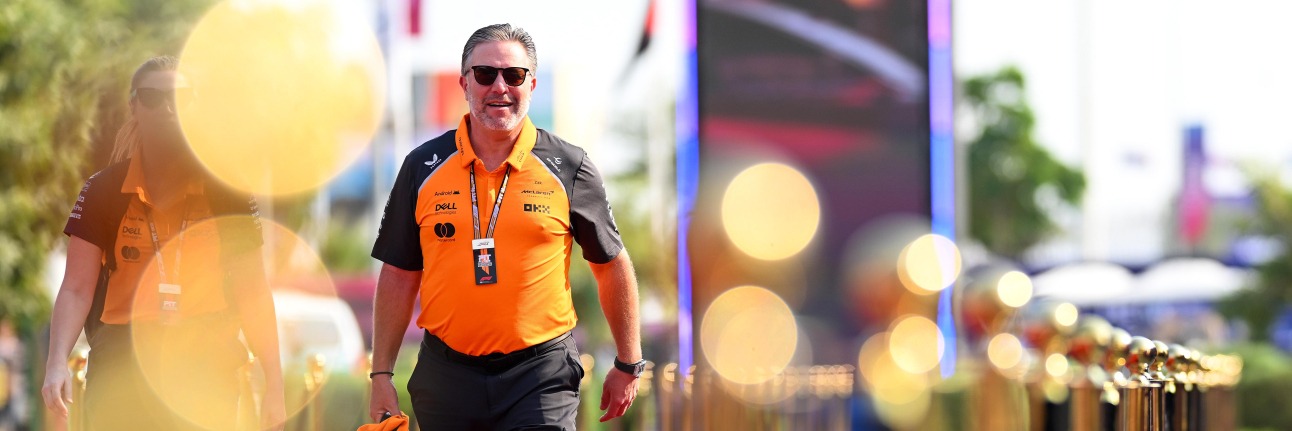Zak Brown walking into the F1 paddock