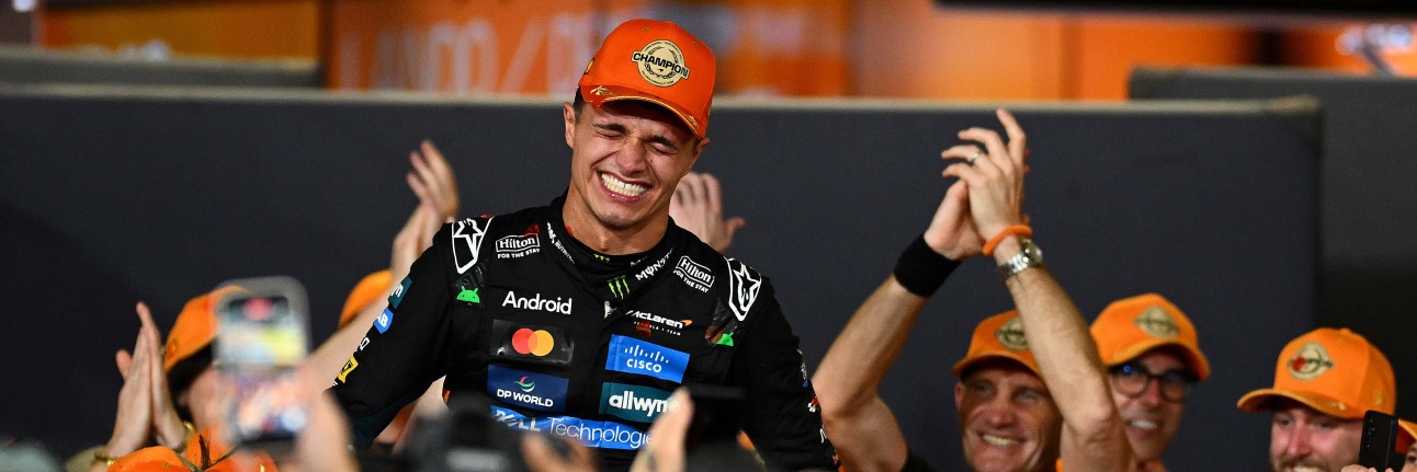 2025 f1 champion Lando Norris with the McLaren team