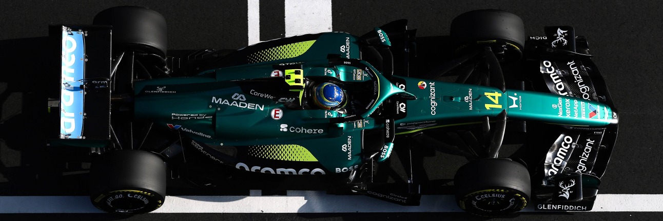 Fernando Alonso in the AMR26 F1 car