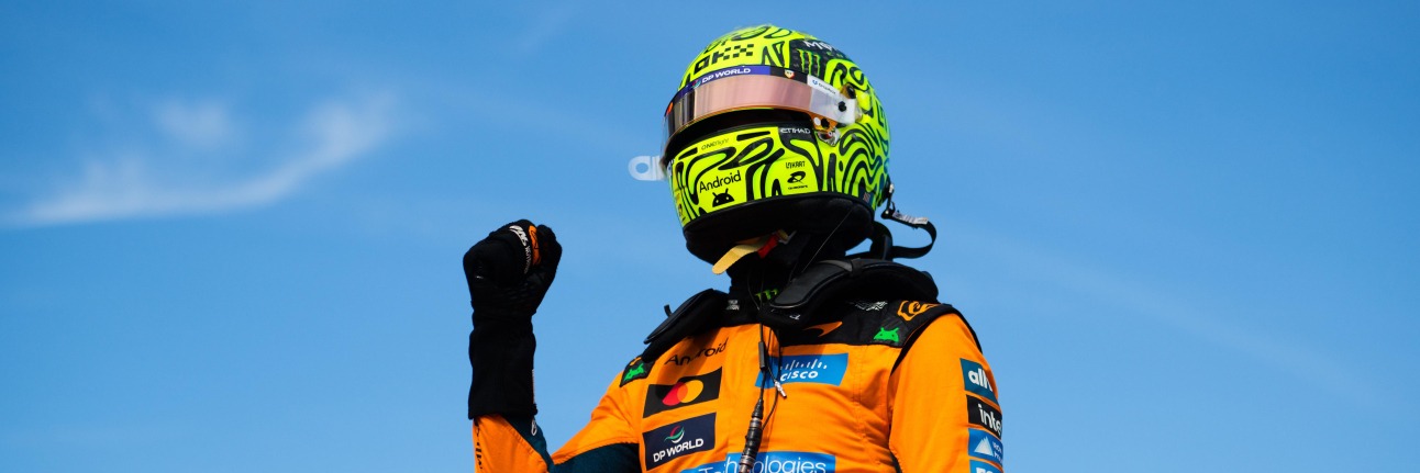 Lando Norris celebrates winning the 2026 Hungarian Grand Prix