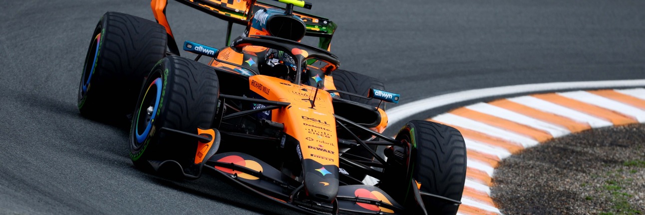 Lando Norris en route to winning the 2026 Dutch Grand Prix