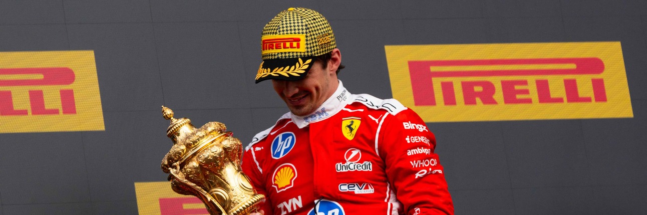 Charles Leclerc on the 2026 British Grand Prix podium