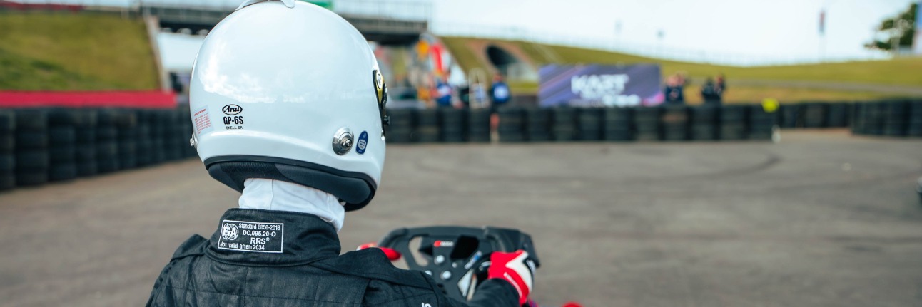 A driver ready to race at Kart Silverstone