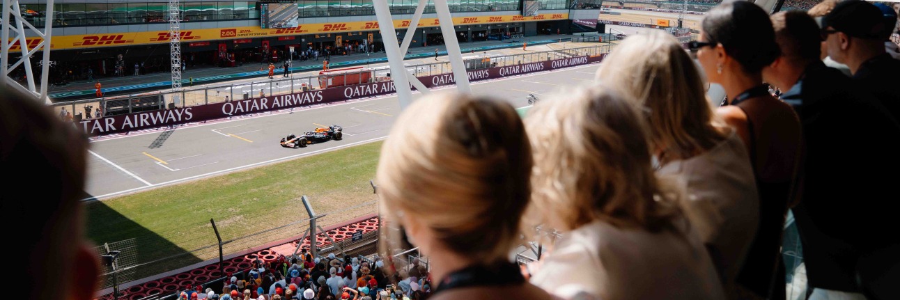 British Grand Prix hospitality guests overlooking the start line