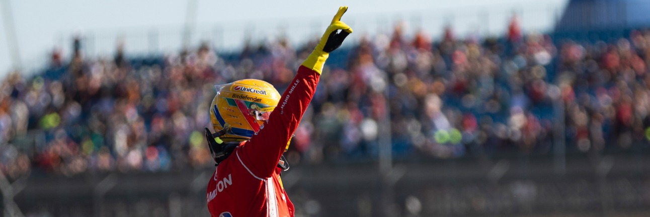 Lewis Hamilton celebrates taking pole in F1 Sprint Qualifying at the 2026 British Grand Prix