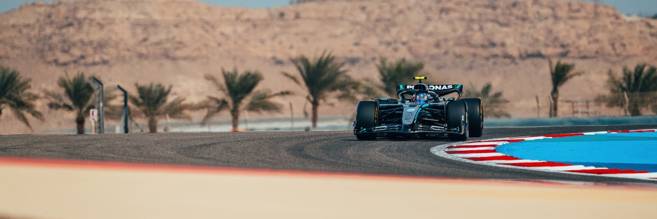 A Mercedes F1 car in pre-season testing