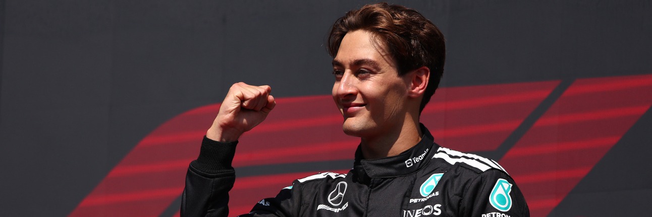George Russell on the Canadian Grand Prix podium