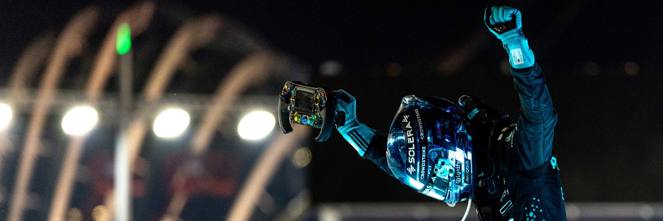 George Russell celebrates winning the 2025 Singapore Grand Prix