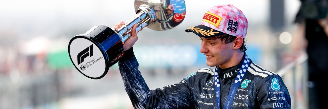 Kimi Antonelli celebrating his Japanese Grand Prix victory