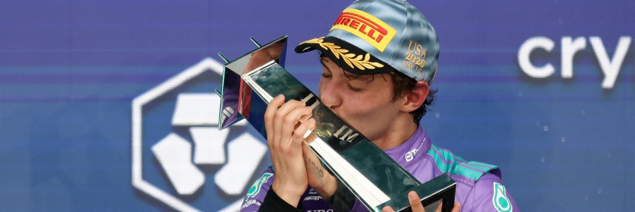 Kimi Antonelli on the Miami Grand Prix podium