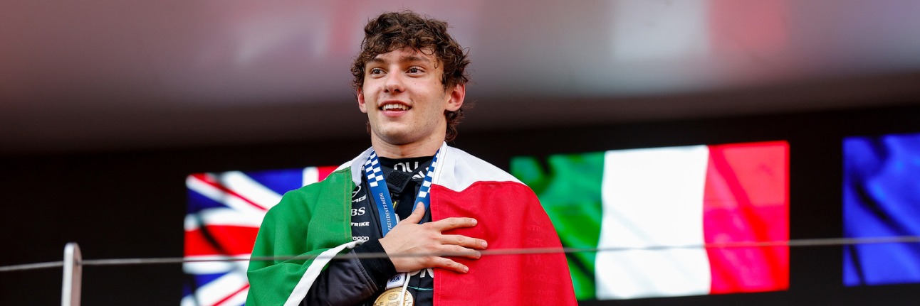 Kimi Antonelli on the 2026 Monaco Grand Prix podium