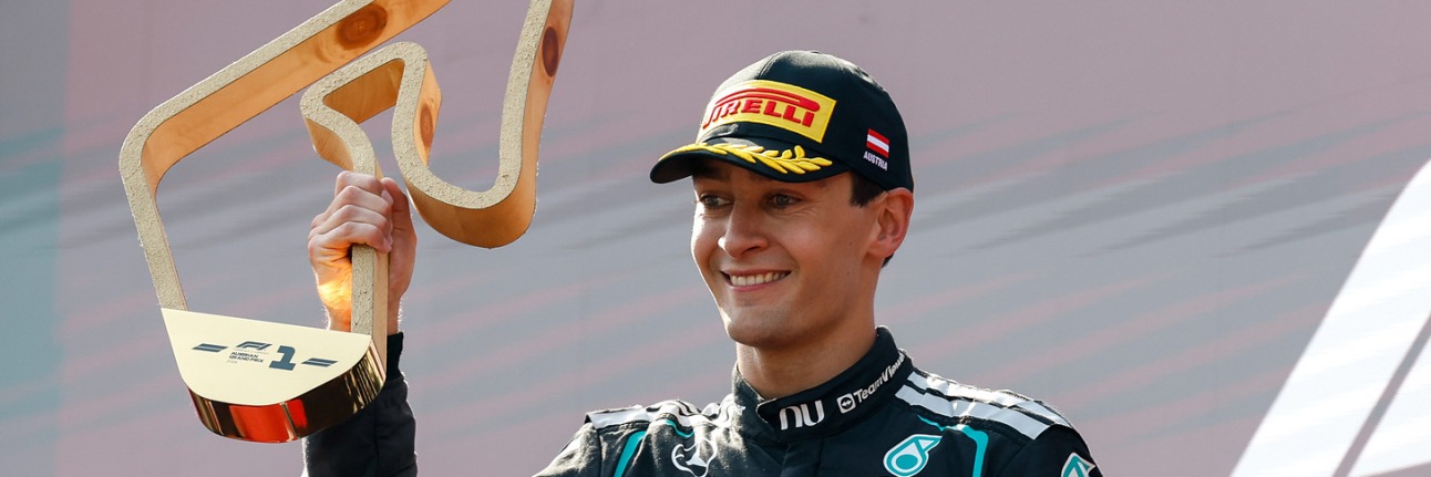 George Russell on the Austrian Grand Prix podium