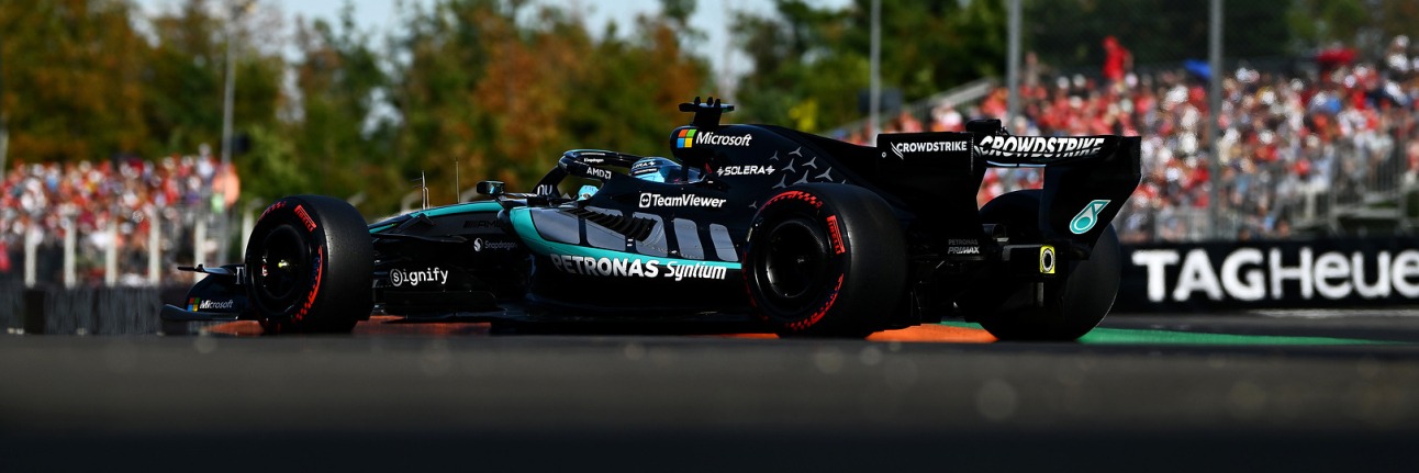 George Russell racing in the 2026 F1 season