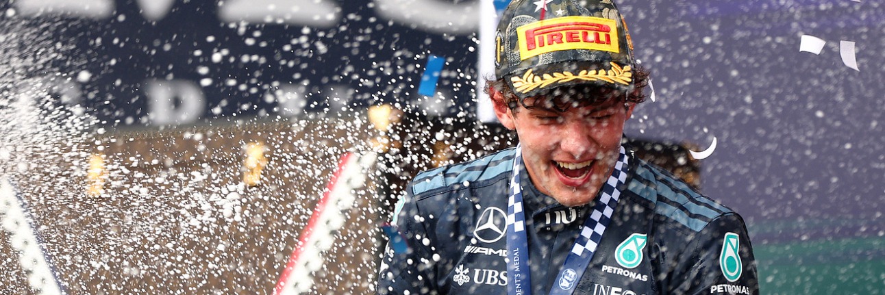 Kimi Antonelli on the United States Grand Prix podium