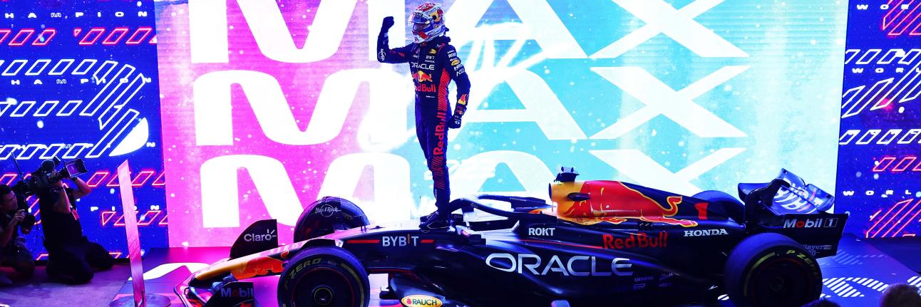 Max Verstappen as he is crowned Drivers' champion of 2023