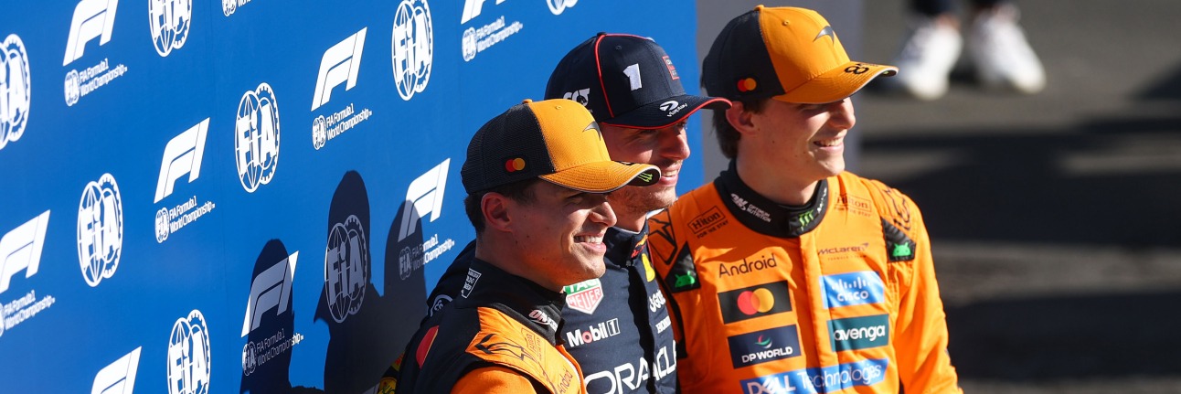 2025 F1 championship contenders Lando Norris, Max Verstappen and Oscar Piastri after qualifying