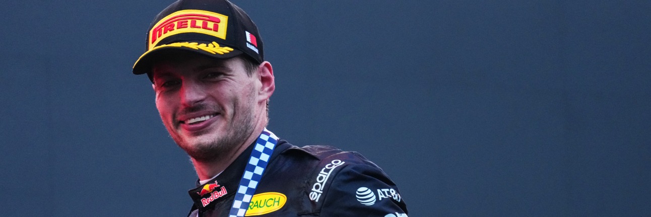 Max Verstappen on the podium of the 2026 Bahrain Grand Prix in Malaysia