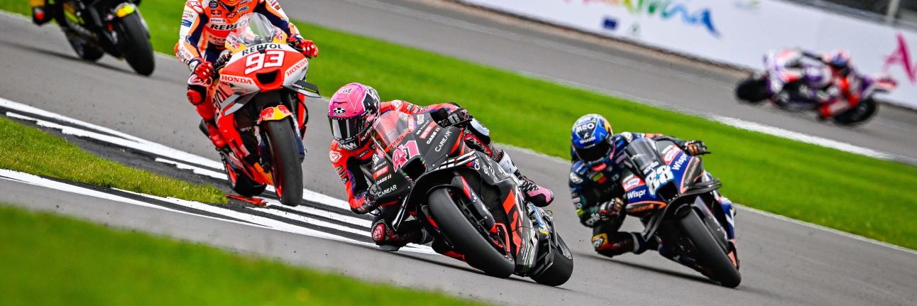 Aleix Espargaró with Marc Marquez at Silverstone for the British Grand Prix