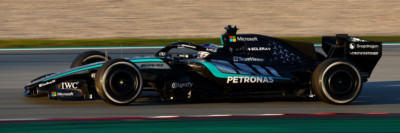 mercedes on track in barcelona