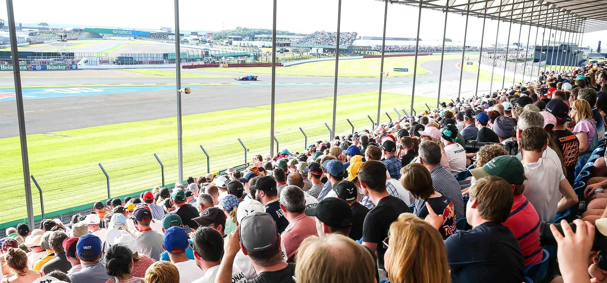 The BEcketts Grandstand at Silverstone Circuit is a fantastic place to enjoy the British Grand Prix.