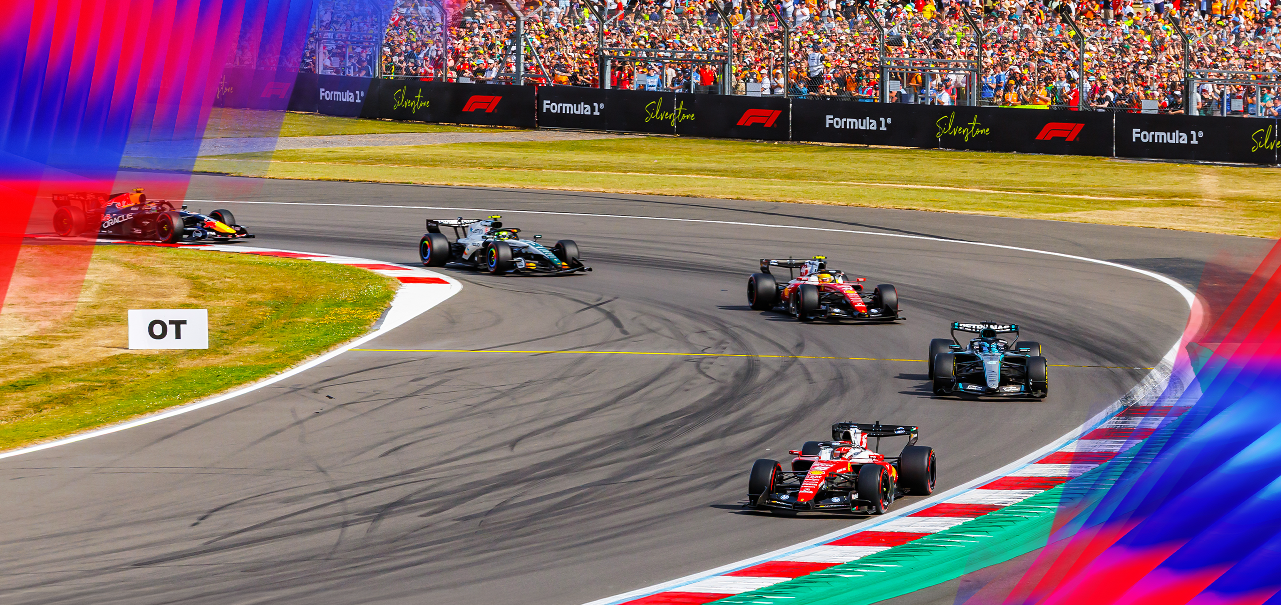 F1 cars on track