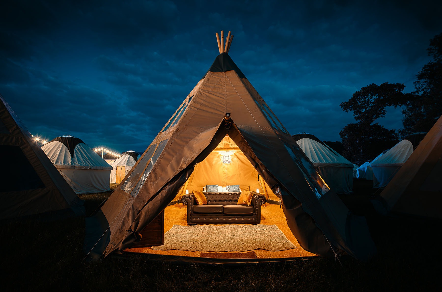 nova tipi at night