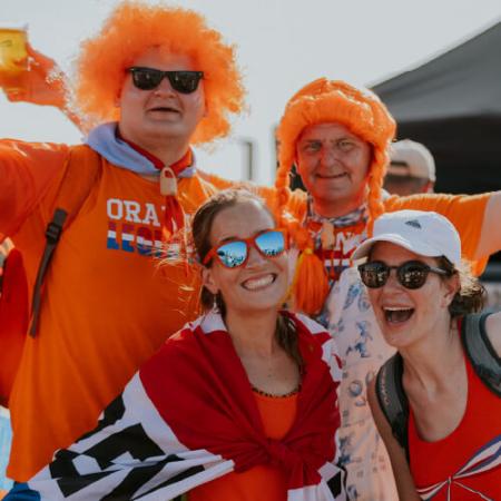 fans in orange