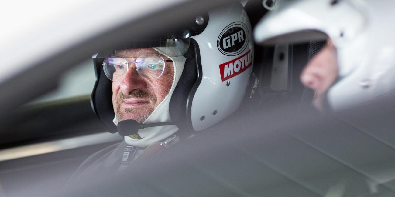 Drivers in car at a Silverstone Test Day 