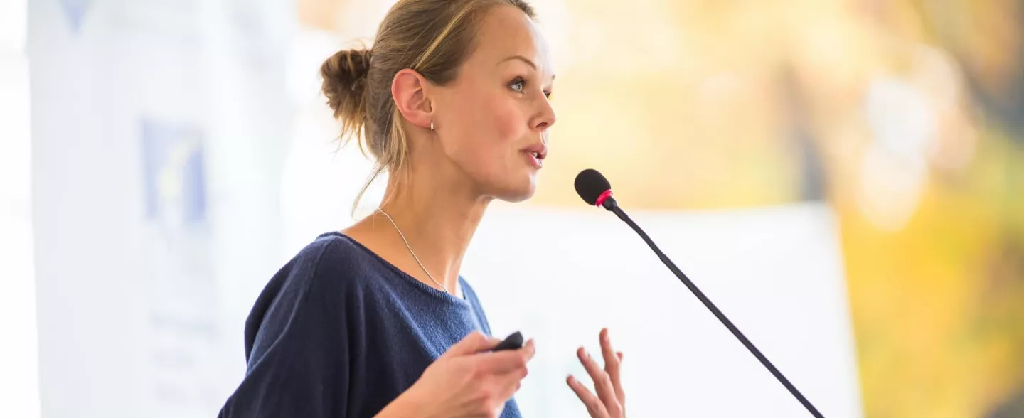 Woman trainer speaking