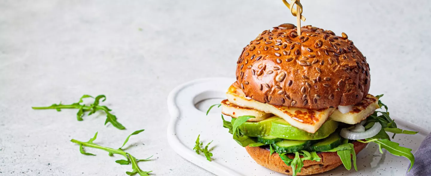 Delicious vegetarian grilled halloumi burger