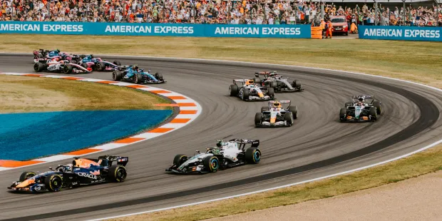 F1 cars on track